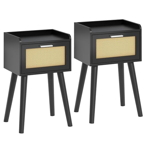 Nightstand Set of 2 (Black / Boho Style)