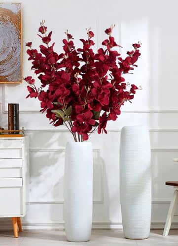 6PCS 35.43'' Red Delphinium Artificial Flower Faux Larkspur Silk Flowers Long Stem Blossoms Flowers for Tall Vase Floral Arrangements Home Table Wedding Decor (Red)