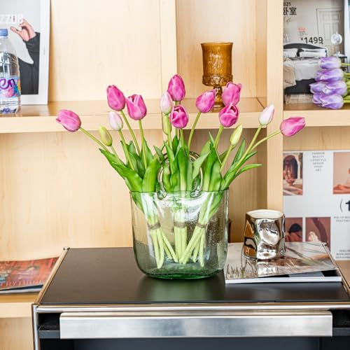 15pcs Artificial Tulips Flowers (15pcs Peachblow (No Vase))