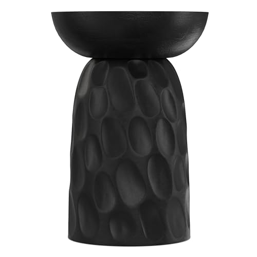 Boyd 13" Wide Solid Wood Round End Table in Black (Black / 13 inch)