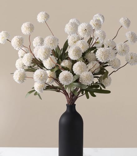 8 Pcs Fake Mums Kiku Flowers Artificial Bulk (8pcs-white)