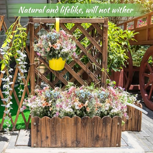 24 Pcs Wildflowers Artificial Flowers Silk Fake Daisy Wild Flower Bouquets Outdoor UV Resistant Faux Greenery Plants for Spring Summer Decoration Home Indoor Vase Floral Arrangements Decor