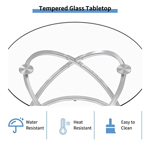 Glass Round End Table (Silver)