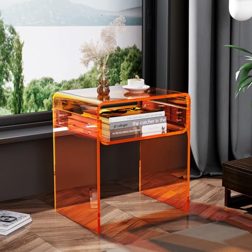 Clear Acrylic End Table 2 (Orange Double)