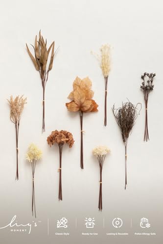 Artificial Greenery Stems Box Set (Brn-walnut Brown & Sand Biege)