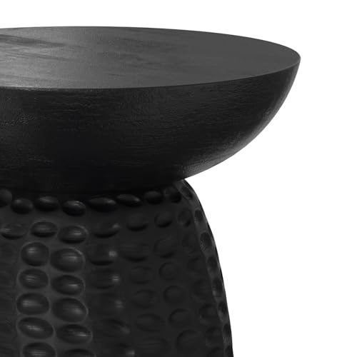 Boyd 16" Wide Solid Wood Round End Table in Black (Black / 16 inch)