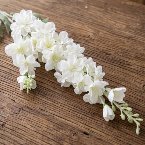 16Pcs White Delphinium Artificial Flowers 33.5" Long Stem Wedding Flower (White)