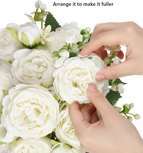 White Peonies Artificial Flowers 24 Bouquets (White)