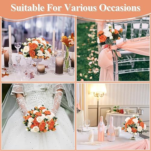 24 Bundles Artificial Peonies Flowers (Orange, White)