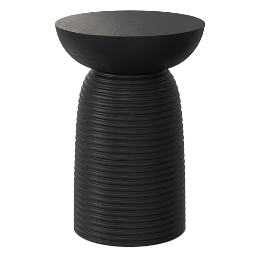 Boyd 13" Wide Solid Wood Round End Table in Black (Black / 13 inch)