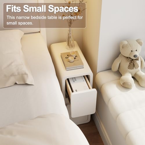 Narrow Nightstand (7.9"W / White (2 Drawers))