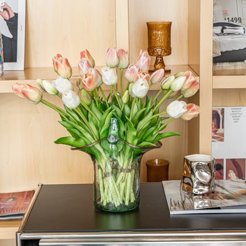 40pcs Artificial Tulips Flowers (40pcs Champagne Set (No Vase))