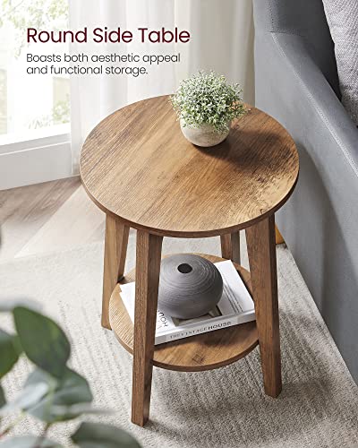 Round Side Table with Lower Shelf (Honey Brown / 1 pack)