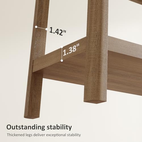 Rattan Side Table End Table with Round Edge Design (Caramel Oak, Round Edges)