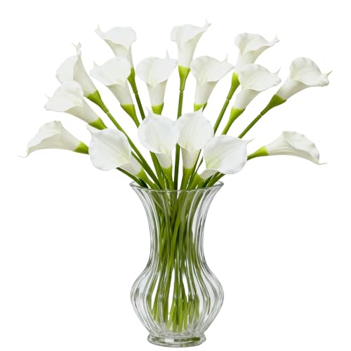 White Calla Lily Artificial Flowers 25" Faux Calla Lillies (White)