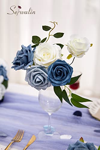 Artificial Flowers Dusty Blue Flowers for Wedding Home Decor (Blue / 1 Box)