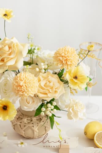 Artificial Faux Greenery Stems 30pcs Yellow Fake Greenery (Ylw-lemonade Yellow)