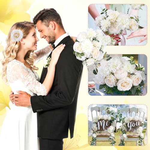 98pcs Artificial Flowers with Stems (White Color)