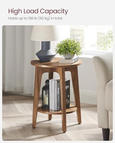Round Side Table with Lower Shelf (Honey Brown / 1 pack)