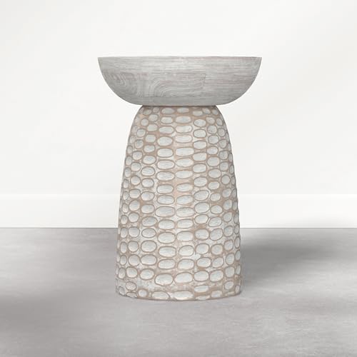 Boyd 13" Wide Solid Mango Wood Table in Distressed White (Distressed White / 13 inch)