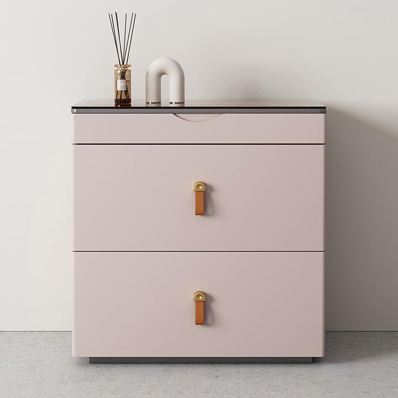 Nightstand with Glass Top (Pale Pink)