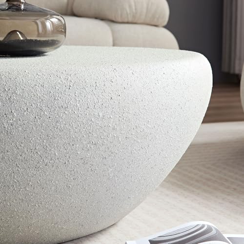 43" Fiberglass Elliptical Matte Coffee Table with Round Edge Design (Beige / 43"(Elliptical))