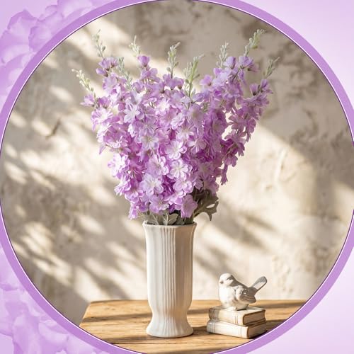 12 Pcs Purple Delphinium Artificial Flower Bulk (34.25" / Purple)