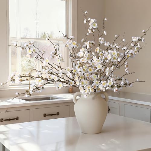 6 PCS Artificial Cherry Blossom Branches Spring Indoor Decoration (A-white)