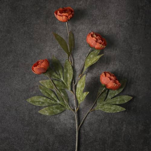 12 Pcs 27" Faux Silk Peony Artificial Fall Flowers Stems for Vase (Orange)