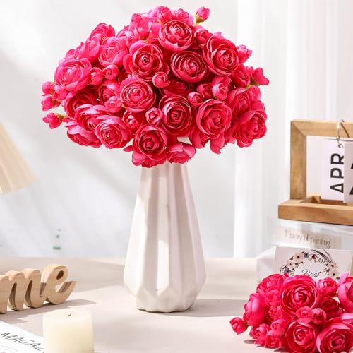 48 Pcs Ranunculus Artificial Flower (Hot Pink)