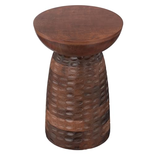 Boyd 13" Wide Solid Wood Round End Table in Warm Dark Brown (Warm Dark Brown / 13 inch)
