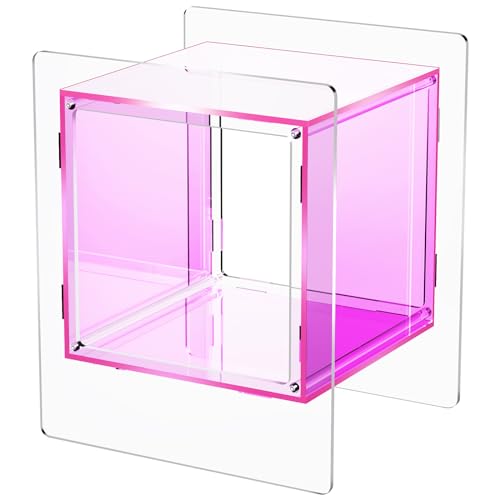 Acrylic Nightstand Colorful Bedside Table with Open Storage Shelf (Pink)