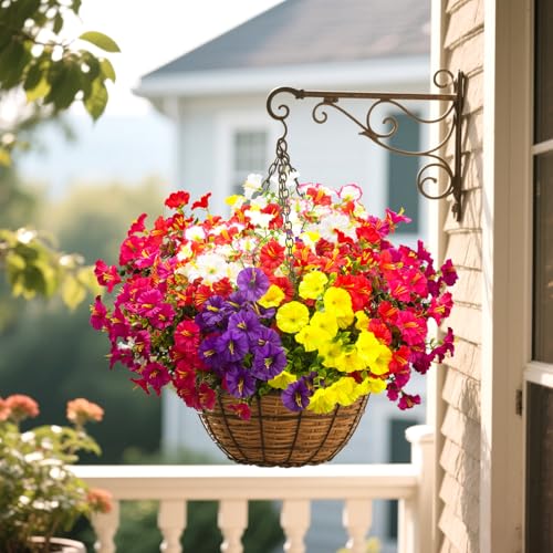 Artificial UV Resistant Morning Glory Flowers with Eucalyptus (Mix(white,yelow,orange,red,purple,pink,fuchsia, Rose Red))