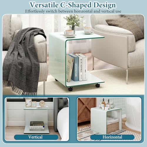 Tempered Glass Side Table (White)