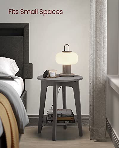 Round Side Table with Lower Shelf (Smoky Gray / 1 pack)