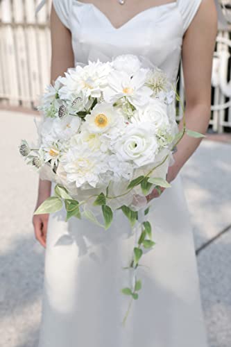 Artificial Flowers Combo Box Set Faux Flowers Bulk Flower Leaf with Stems Arrangements for DIY Wedding Bouquets Party Table Centerpieces Home Decorations Indoor Outdoor (White)