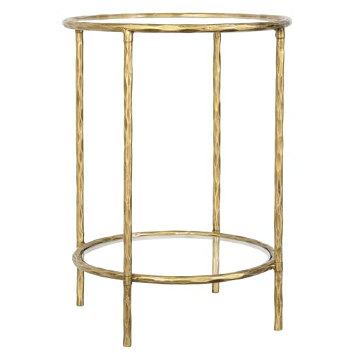 Hand Forged Side Table 2 Tier (Gold / Circle)