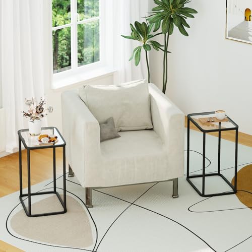 Glass Side Table (Black / 15.8"x11.8"x20.8" 1 PCS)