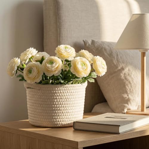 Cream White Artificial Ranunculus Flowers (White / 10)