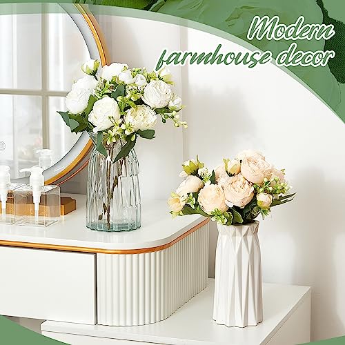 Artificial Peonies Flowers (White, Champagne)