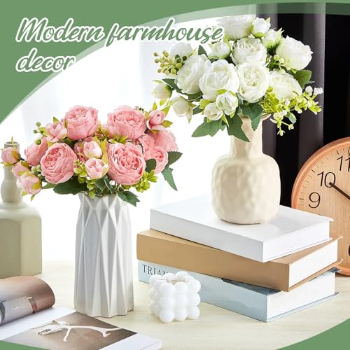12 Bundles Silk Peonies (White, Pink)