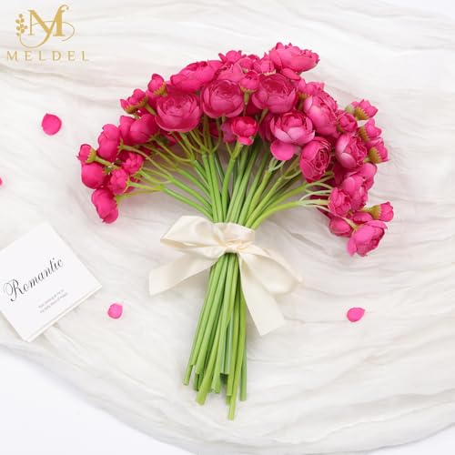 32Pcs Rose Red Ranunculus Artificial Flowers Home Wedding Decor (Rose Red)