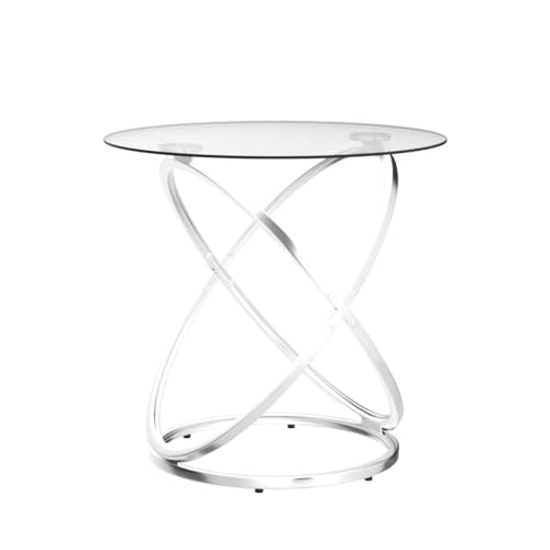 Glass Round End Table (Silver)