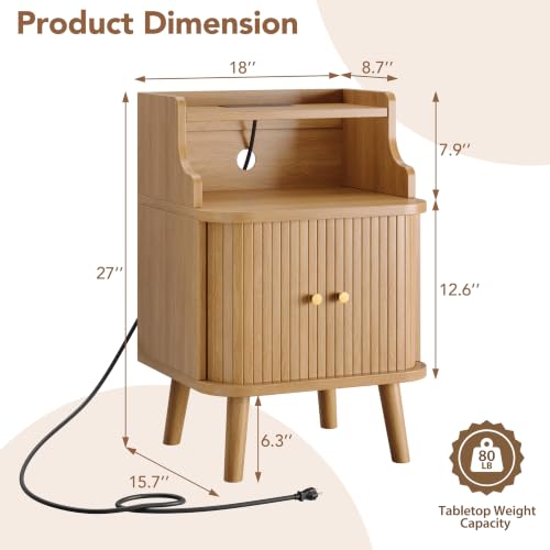 Mid Century Modern Nightstand (Oak / 1 PACK)