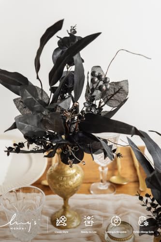 Artificial Faux Greenery Stems 36pcs Black Fake Greenery (Blk-black)