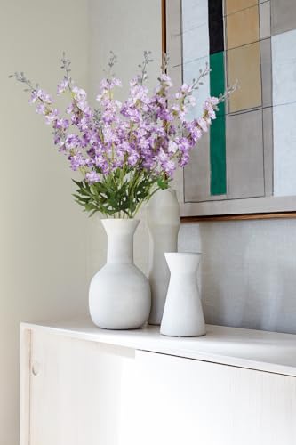 Purple Fake Flowers 9pcs Delphinium Artificial Flowers with Clematis Greenery Stems 33.5" Bluebonnet Flowers Larkspur Snapdragon Tall Fake Flowers for Home Bridal Shower Party Decor (Purple)