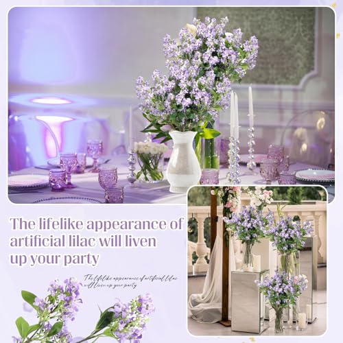 10 Pcs 30" Artificial Lilac Flowers Fake Delphinium Antirrhinum Stem Silk Artificial Flower Branch Floral Arrangement for Vase Centerpieces Wedding Bouquet Home (Purple)