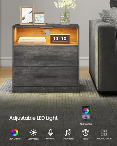23.6‑Inch Wide Nightstands (Misty Gray / 2 PACK)