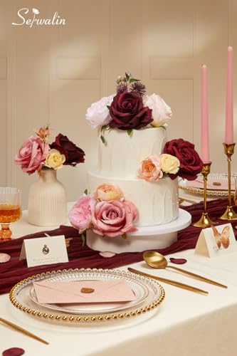 Burgundy Pink Artificial Flowers (Classic Pink Burgundy / 1 Box)