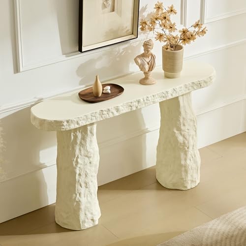 54" Rectangular Fiberglass Console Table with Matte Rocks Design (Beige / 54"(Rectangular))